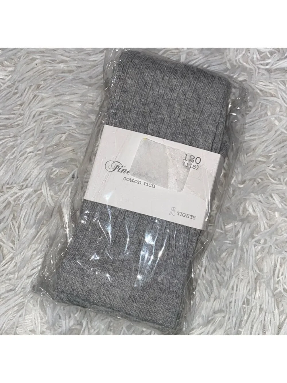 NWT little girl Gray ribbed stocking tights